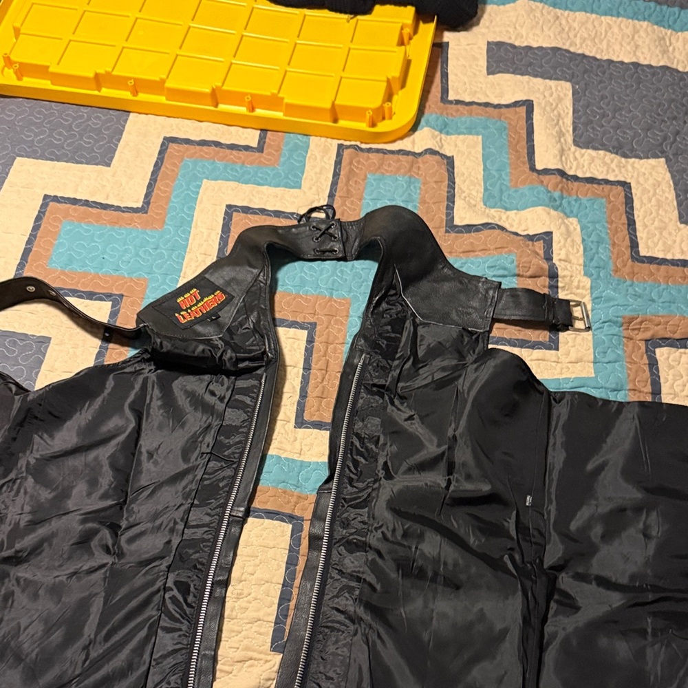 Black Leather Motorcycle Vest